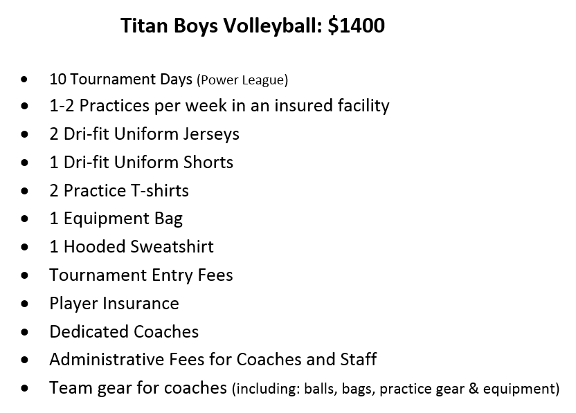 2018-19 Boys Vball Cost 2018-19 Boys Vball Cost