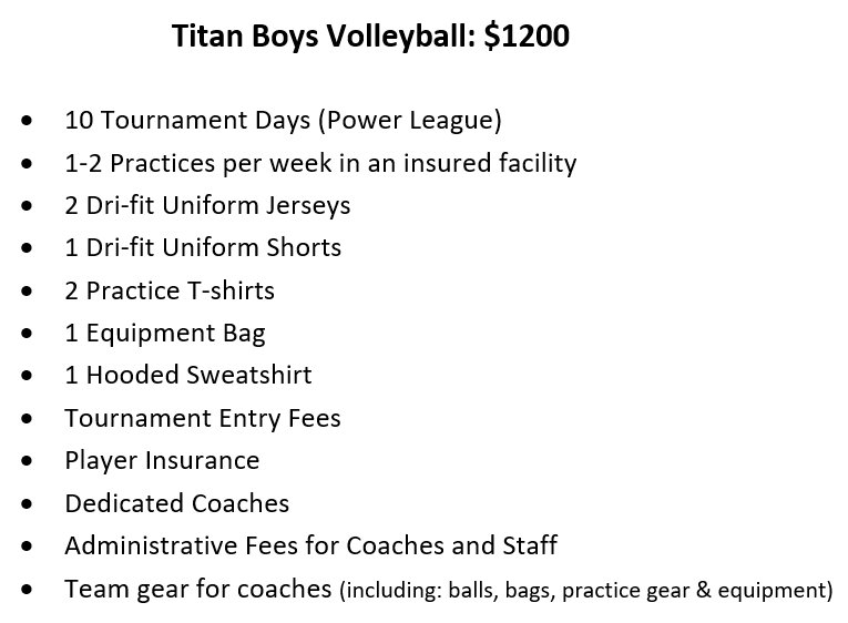 2019-20 Boys VB Cost 2019-20 Boys VB Cost