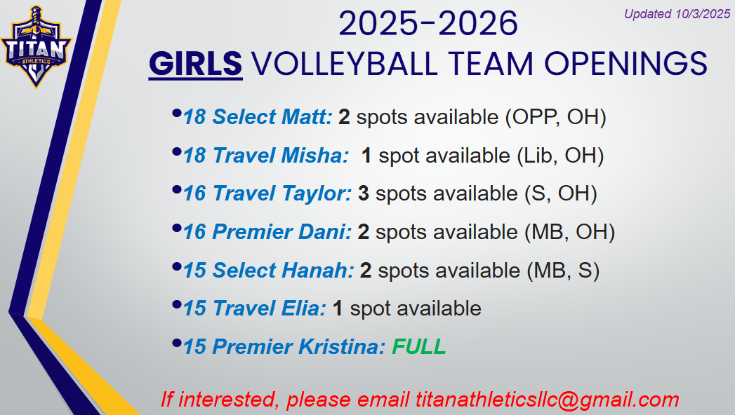Openings for Website - HS Girls 10-21-2025