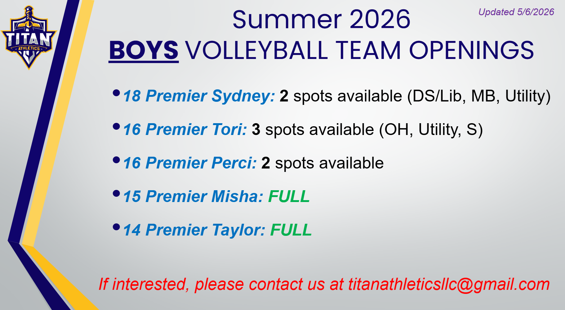 Openings for Website - Boys Summer 05-06-2026